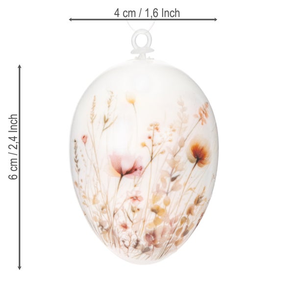 Dekoratives Ei, 6 cm hoch, mit Blumenmuster