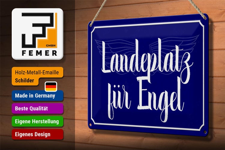 Blechschild Spruch 30x20cm Landeplatz für Engel Schild