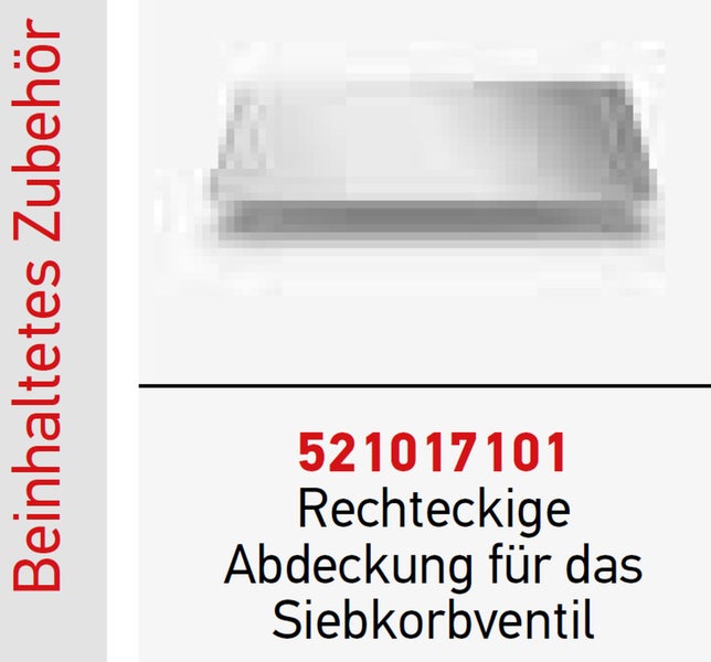 Rechteckige Abdeckung für Siebkorbventil