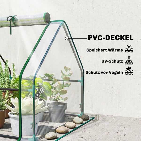 Kleines Gewächshaus aus PVC mit UV-Schutz, Wärmespeicherung und Schutz vor Vögeln für Pflanzen in Töpfen.