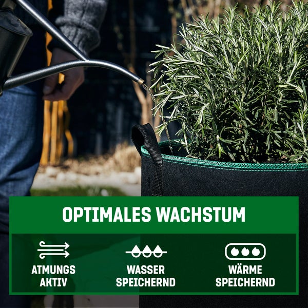 GardenGloss® Pflanzsack (3 Stück) - 30L Pflanztasche aus Vliesstoff - Pflanzentasche für Kartoffeln, Tomaten und Erdbeeren - Farbe Schwarz - Verwendung im Innen- und Außenbereich