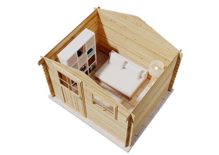 Alpholz Gerätehaus Salzburg 295x248 Gartenhaus aus Holz, Holzhaus mit 28 mm Wandstärke, Blockbohlenhaus mit Montagematerial, Naturbelassen 3,2x2,6m