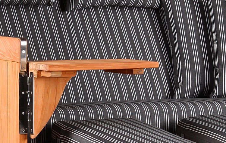 Strandkorb Westerland XXL Teak Bullauge PE shell Dessin 500
