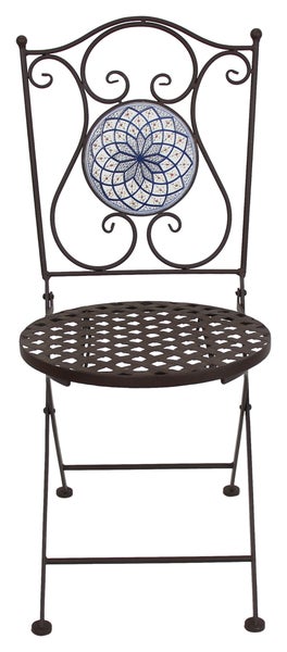 FRANK FLECHTWAREN | Mosaikstuhl Mare, METALL, ca. Ø 39 cm, Sitzhöhe 46 cm, GH 90 cm, Stückpreis, platzsparend zusammenklappbar