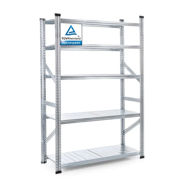 PROREGAL Fachbodenregal Stecksystem Proximo Grundregal HxBxT 200 x 150 x 50 cm 5 Ebenen Fachlast 130 kg Beidseitig Nutzbar Verzinkt