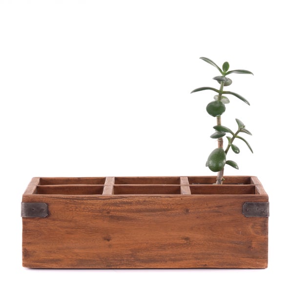 Stiftehalter-Box Largo Mahagoni Recyclingholz massiv, 6 Fächer naturfarben