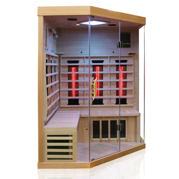 Dewello® Infrarotkabine Infrarotsauna BRANDON 140cm x 140cm inkl. 6 Vollspektrumstrahler, 3 Karbonstrahler, 2 Personen