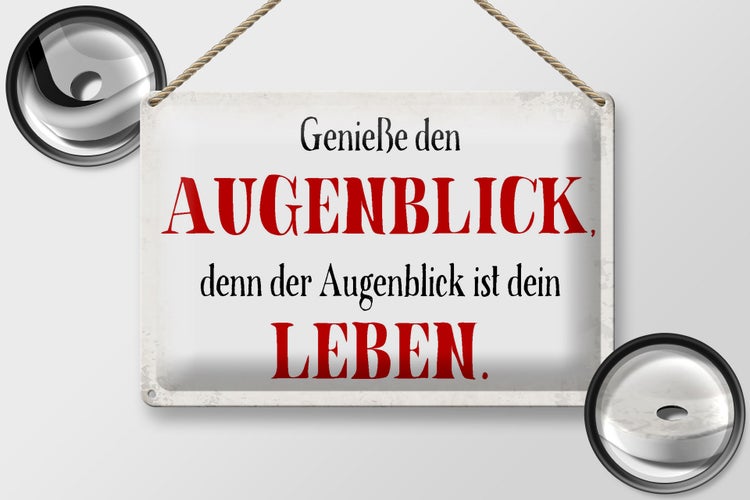 Blechschild Spruch 30x20cm genieße den Augenblick Leben