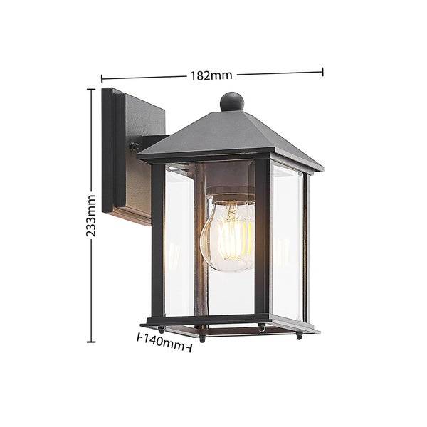 Lindby Wandleuchte außen Giavanna (Modern) in Schwarz aus Aluminium (1 flammig, E27) - Außenwandleuchten Wandlampe Led Außenlampe Outdoor für Außenwand/Hauswand Haus Terrasse & Balkon