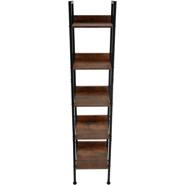 Leiterregal tectake Folkestone inklusive Kippschutz, 35,5 x 31,5 x 170,5 cm Industrial Style Industrial Holz dunkel, rustikal