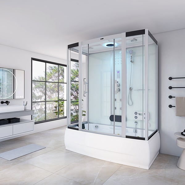 Home Deluxe - Dampfdusche DIAMOND - Weiß, Maße: 170 x 90 x 220 cm - inkl. Radio, Regendusche und komplettem Zubehör I Dampfsauna, Badewanne, Whirlpool, Dusche
