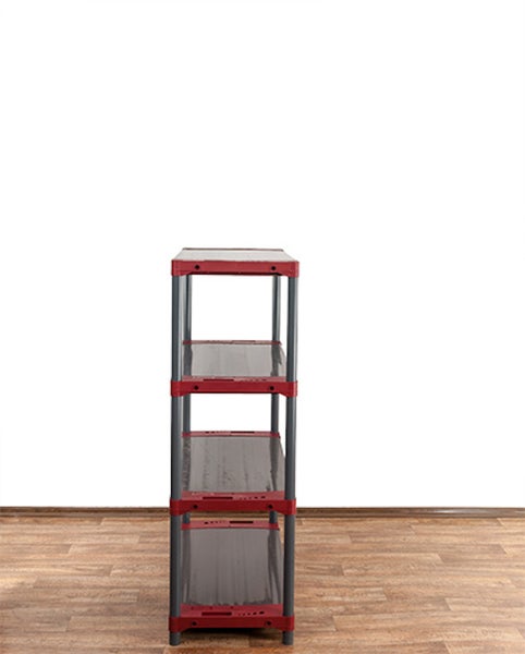 PROREGAL Kunststoffregal Big Grey Bear Low HxBxT 138 x 110 x 46 cm Fachlast 160 kg Grau/Rot