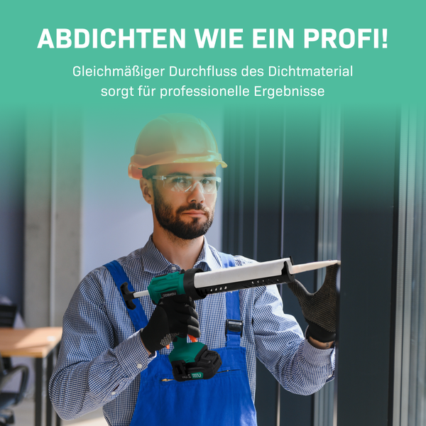 VONROC Akku Kartuschenpresse, Kartuschenpistole NEUES MODELL - 20V - 4 Stufen Durchfluss, Silikonpistole inklusive 2h Akku und Ladegerät