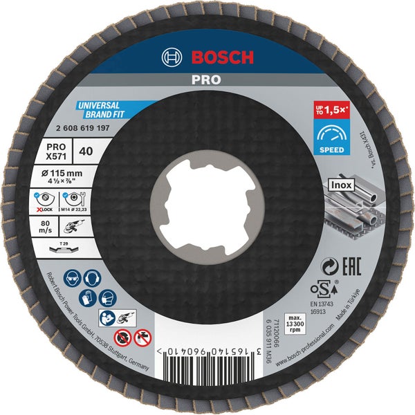 Bosch PRO X571 X-Lock Fächerschleifscheibe 115 mm G40 - 2608619197