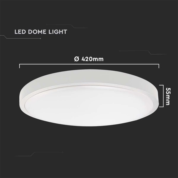 V-TAC VT-8630W-RD - Runde LED-Kuppelleuchten - 420mm - IP44 - Weiß - 30W - 3000 Lumen - 6500K