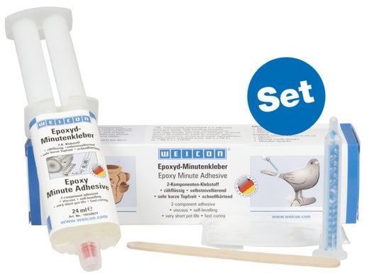 WEICON Epoxyd-Minutenkleber|universeller Epoxidharzklebstoff|1 Set|transparent