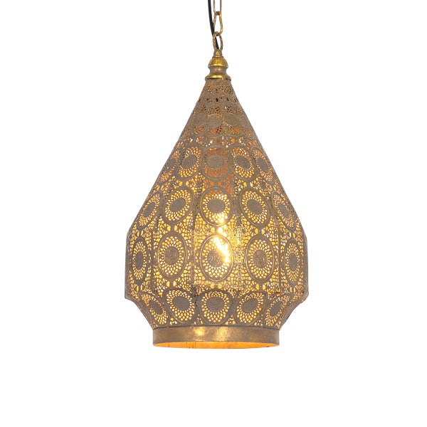 Orientalische Hängelampe Gold mit Muster 26cm - Mowgli
