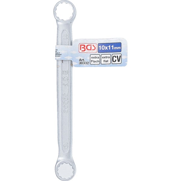 BGS Doppel-Ringschlüssel extra flach SW 10 x 11 mm - 30332