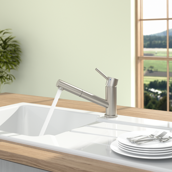 Villeroy & Boch Küchenarmatur Como Shower, Hochdruck-Armatur, ausziehbare Brause, wassersparend, Edelstahl massiv