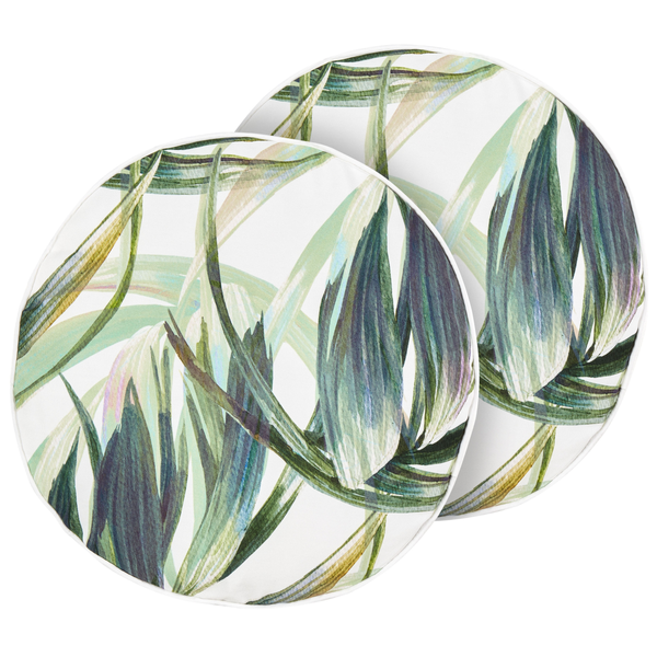 Gartenkissen 2er Set CALDERINA Pflanzenmuster 40 x 40 cm Grün