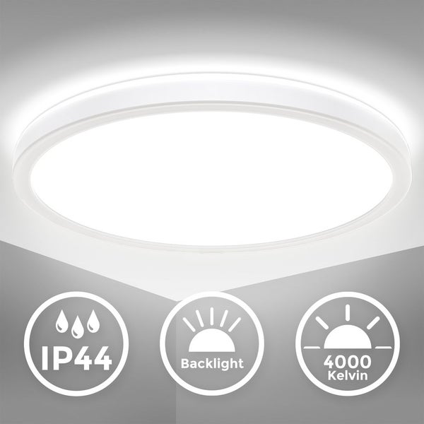LED Panel Ø29 cm - 18W, 2400lm, IP44, flach, neutralweiß, weiß