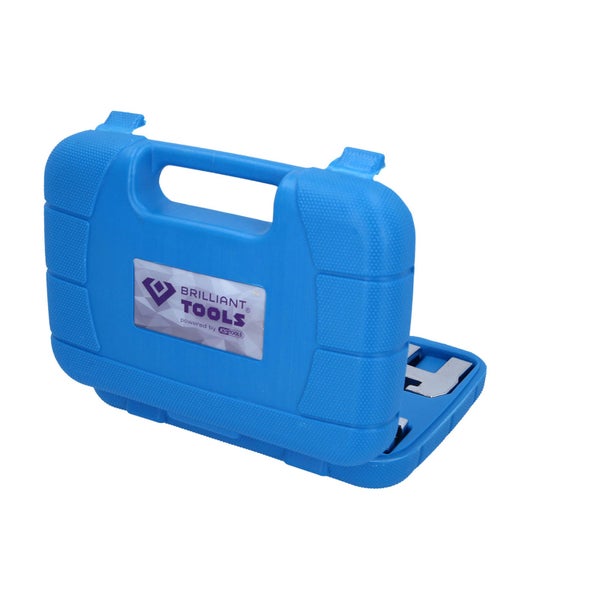 Brilliant Tools Werkzeugsatz in geöffnetem, blauem Kunststoffkoffer