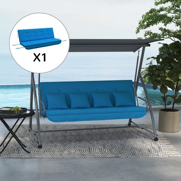 Outsunny Auflagen-Set für Hollywoodschaukel,  Stuhlkissen, Polyesterstoff, 3D vertikaler Schaumstoff, Schaumstoff, 170 cm, Blau