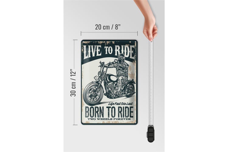 Blechschild Spruch Biker Motorrad born to ride 20x30cm