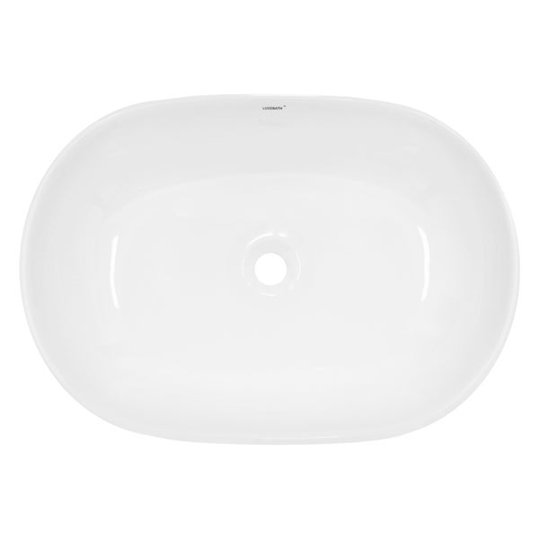 ECD Germany Design Waschbecken Waschtisch 600 x 420 x 145 mm inkl. Ablaufgarnitur für Waschbecken ohne Überlauf - Keramik Weiß Aufsatzbecken Aufsatzwaschbecken Waschschale Aufsatzwaschtisch Spülbecken