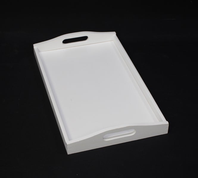FRANK FLECHTWAREN | Tablett Simply White, HOLZ, 30 x 50 x 6 cm