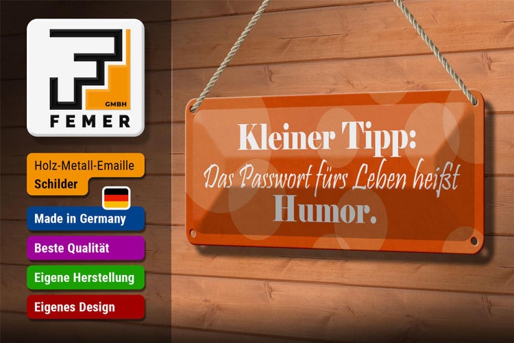 Blechschild Spruch 27x10cm Passwort für's Leben Humor Dekoration