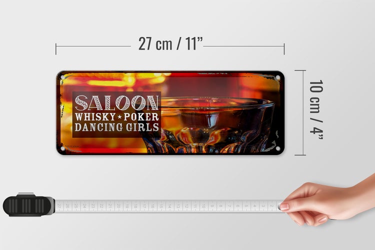 Blechschild Spruch Saloon Whisky Poker Zigarre Girls 27x10cm