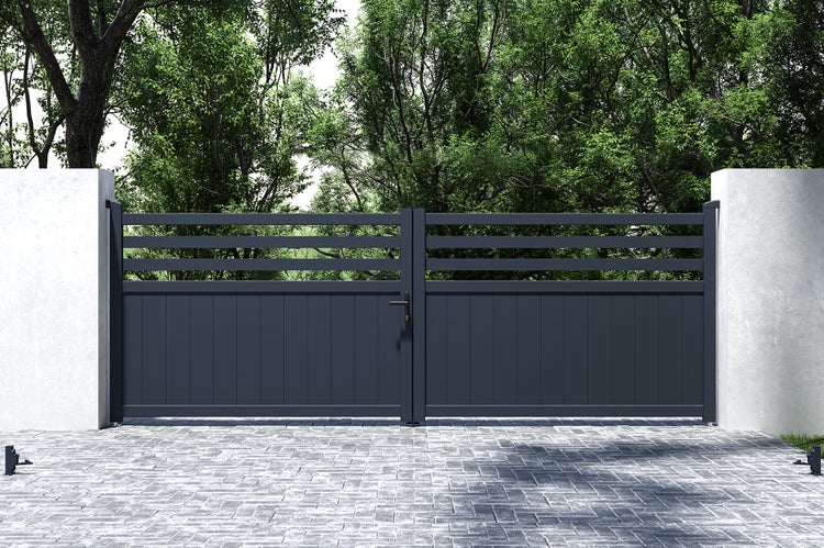 Doppelflügeltor aus Aluminium 4m NEVIS 400B140 Grau