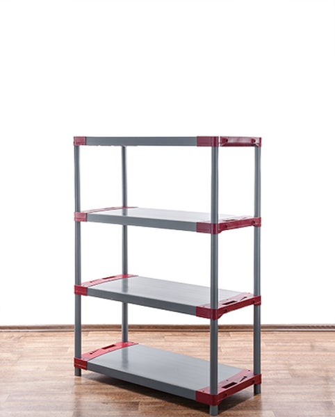 PROREGAL Kunststoffregal Big Grey Bear Low HxBxT 138 x 80 x 46 cm Fachlast 160 kg Grau/Rot