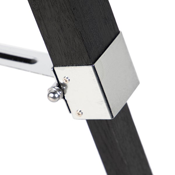 Detailansicht eines höhenverstellbaren Holzbeins mit Metallhalterung für Tisch oder Möbel.