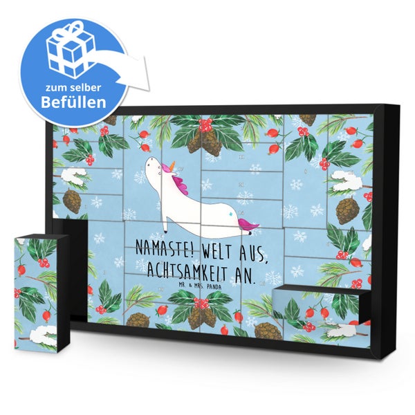 Mr. & Mrs. Panda Befüllbarer Adventskalender Einhorn Yoga - Blau Pastell