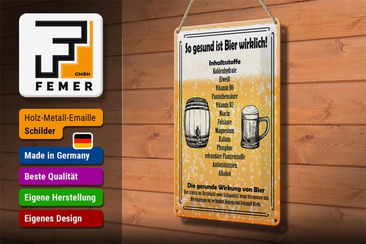 Blechschild Spruch 20x30cm so gesund ist Bier wirklich