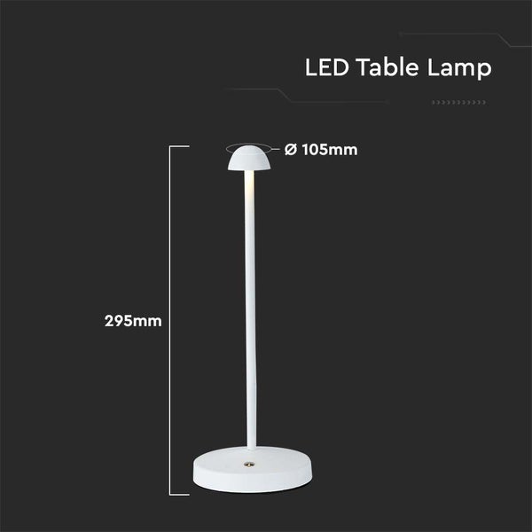 LED Tischleuchte mit den Massen 295 mm Höhe und 105 mm Durchmesser
