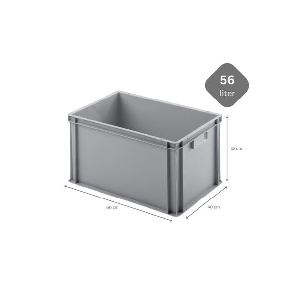 PROREGAL SuperSparSet 10x Eurobehälter mit Geschlossenem Griff und Scharnierdeckel HxBxT 32 x 40 x 60 cm 56 Liter Grau Eurobox Transportbox