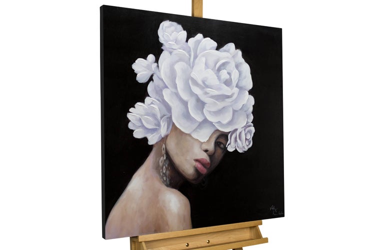 Handgemaltes Gemälde Acrylfarbe 80x80cm Schwarz