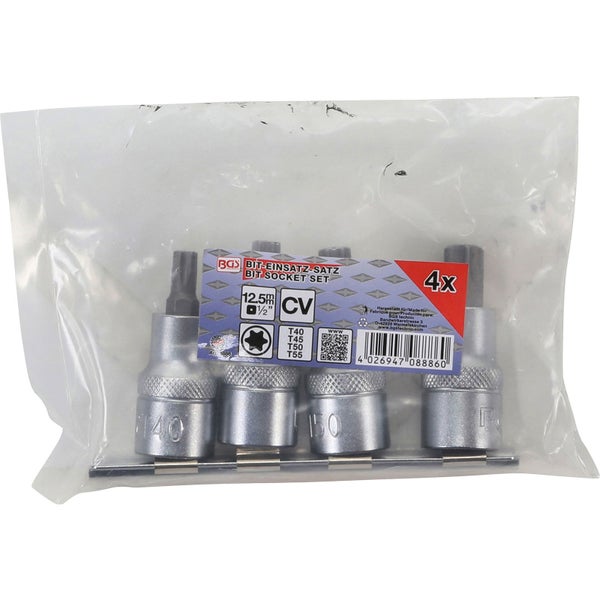 BGS Bit-Einsatz-Satz Antrieb Innenvierkant 12,5 mm (1/2) T-Profil (für Torx) T40 - T55 4tlg. - 8886