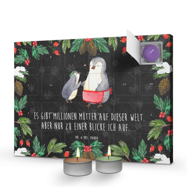 Mr. & Mrs. Panda Duftkerzen Adventskalender Pinguin mit Kind - Schwarz