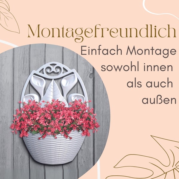 Wandblumenampel mit rosa Blüten zur einfachen Montage im Innen- und Außenbereich