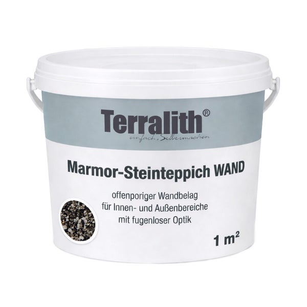 Terralith Marmor-Steinteppich Wand, offenporiger Wandbelag für Innen- und Außenbereiche, fugenlose Optik, 1 Quadratmeter.