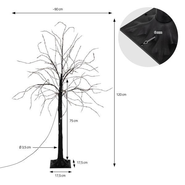 ECD Germany LED-Baum 120 cm mit 480 warmweißen LEDs, Künstlicher Weihnachtsbaum, Lichterbaum mit sternförmigen Lampen, Deko-Baum für Weihnachten, Flexibel Zweige, Weihnachtsdeko für Innen & Außen IP44