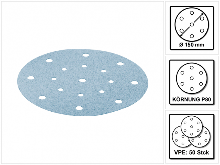 Festool STF D150/16 Schleifscheiben 150 mm Granat P80 GR / 50 Stück ( 496977 )