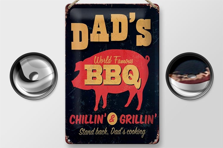 Blechschild Spruch 20x30cm Dad´s world famous BBQ grillin