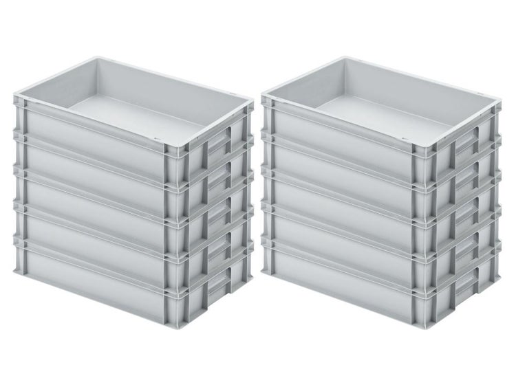 PROREGAL Eurobehälter mit Geschlossenem Griff HxBxT 12 x 40 x 60 cm 21 Liter Grau Eurobox Transportbox