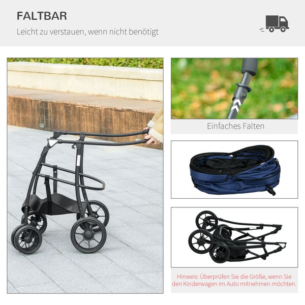 PawHut Hundebuggy, 81L x 68B x 98,5H cm, Oxford, EVA, Blau