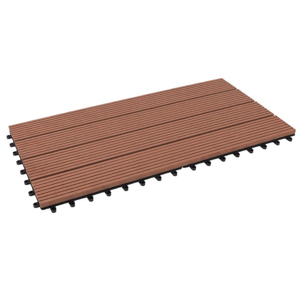 FLOORDIREKT WPC-Klickfliese Royal - Wetterbeständige Terrassenfliese - Hellbraun 30 x 60 cm
